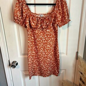 iris Rust Floral Puff Sleeve Sundress